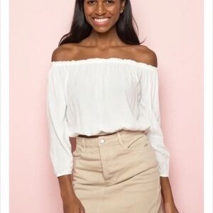 Brandy Melville Maura Off-the-shoulder Top White